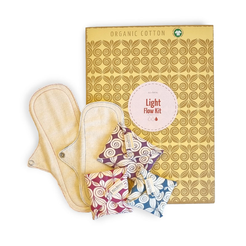 Eco Femme Light Flow Kit - GOTS - wasbaar maandverband set - Afbeelding 2