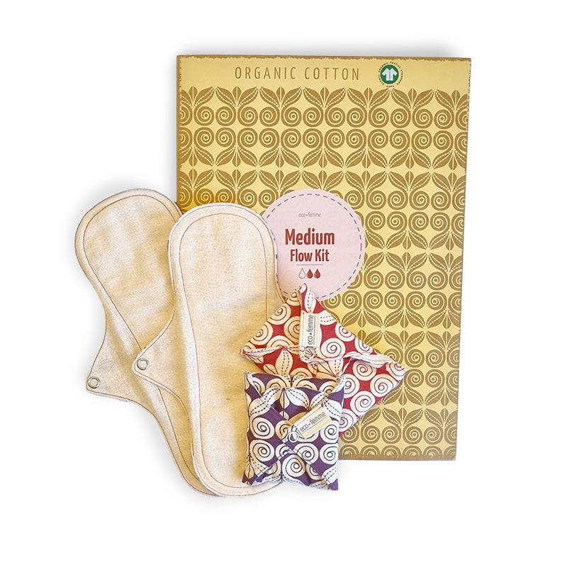 Eco Femme Medium Flow Kit - GOTS - wasbaar maandverband set - Afbeelding 4